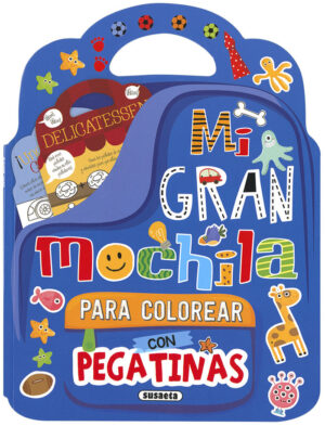 Mi gran mochila para colorear azul